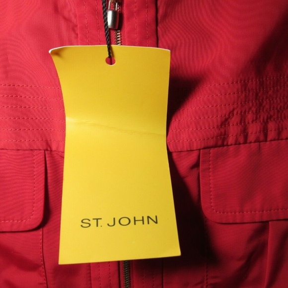 ST. JOHN Red Full Zip Solid Casual Jacket Blazer L - Picture 4 of 8
